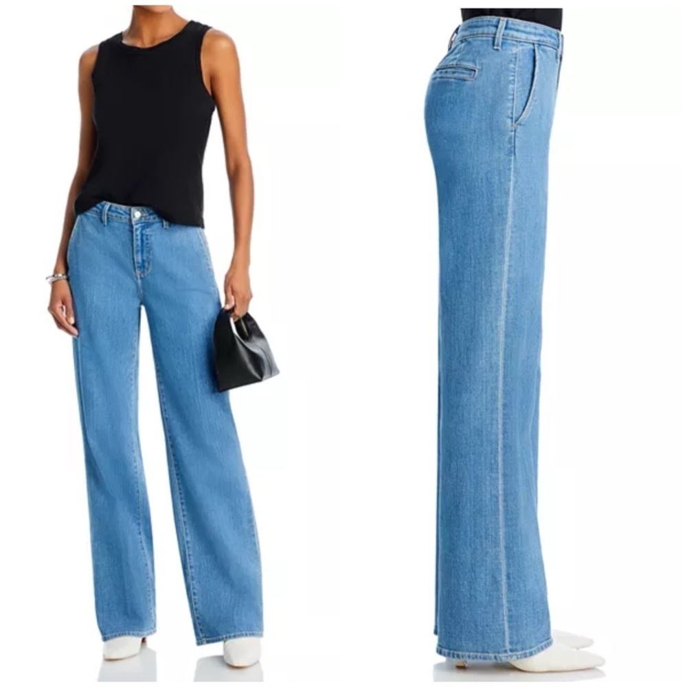 New L’Agence Weston High Rise Wide Leg Trouser Jeans Belize Blue Sz 25 - Picture 2 of 13